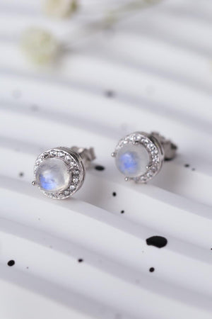 Infuse Delight Sterling Sliver Moonstone Stud Earrings - MXSTUDIO.COM