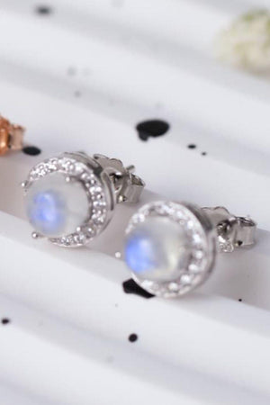 Infuse Delight Sterling Sliver Moonstone Stud Earrings - MXSTUDIO.COM