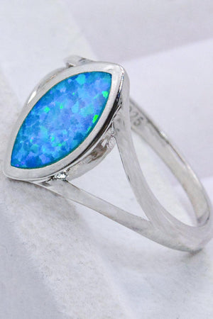 Inimitable Split Shank Sterling Silver Opal Ring - MXSTUDIO.COM