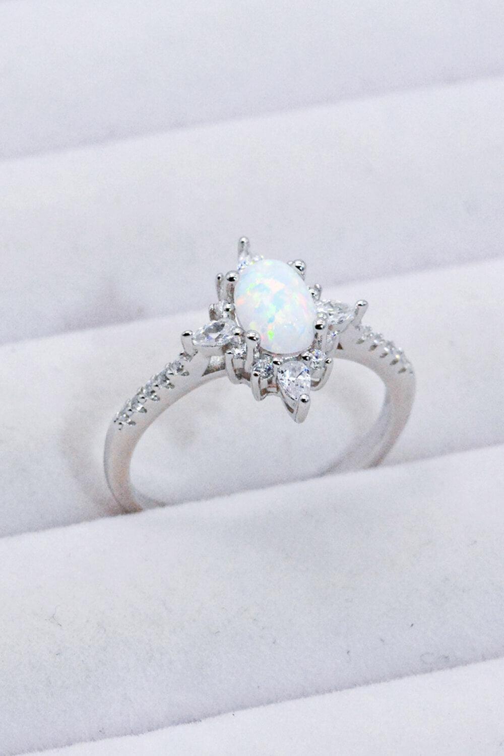 Initiate Glamor Zircon Accent Oval Opal Ring - MXSTUDIO.COM