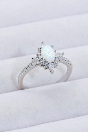 Initiate Glamor Zircon Accent Oval Opal Ring - MXSTUDIO.COM