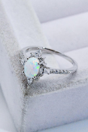 Initiate Glamor Zircon Accent Oval Opal Ring - MXSTUDIO.COM