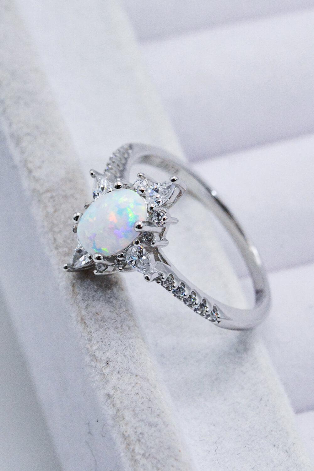 Initiate Glamor Zircon Accent Oval Opal Ring - MXSTUDIO.COM