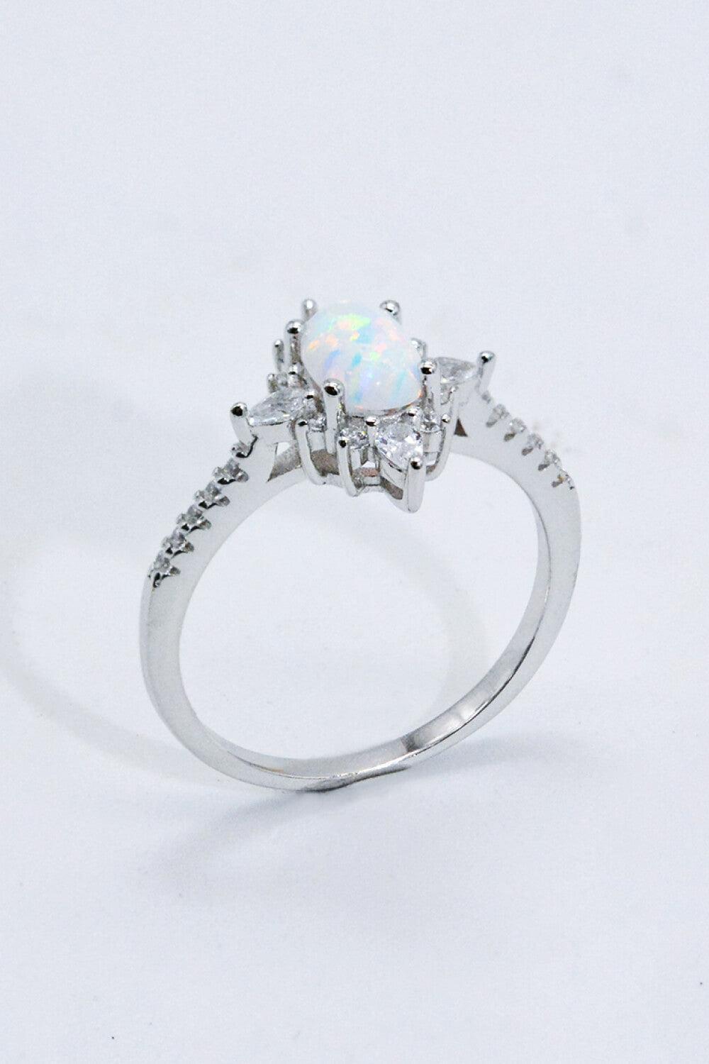 Initiate Glamor Zircon Accent Oval Opal Ring - MXSTUDIO.COM