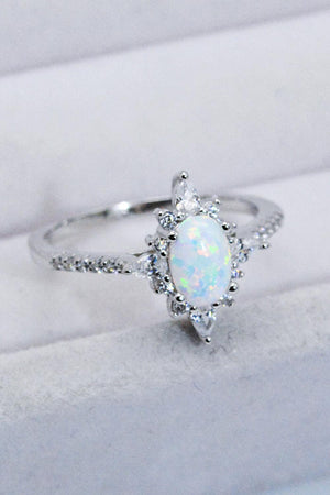 Initiate Glamor Zircon Accent Oval Opal Ring - MXSTUDIO.COM