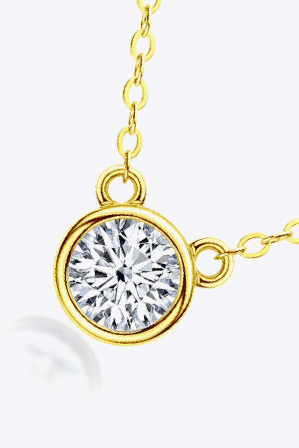 Inlaid 1 Carat Moissanite Gold / Platinum-Plated Necklace - MXSTUDIO.COM