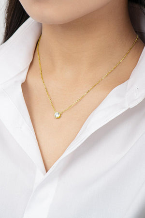 Inlaid 1 Carat Moissanite Gold / Platinum-Plated Necklace - MXSTUDIO.COM