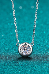 Inlaid 1 Carat Moissanite Round Pendant Necklace - MXSTUDIO.COM