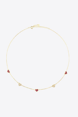 Inlaid Heart Zircon 18K Gold Plated Necklace - MXSTUDIO.COM