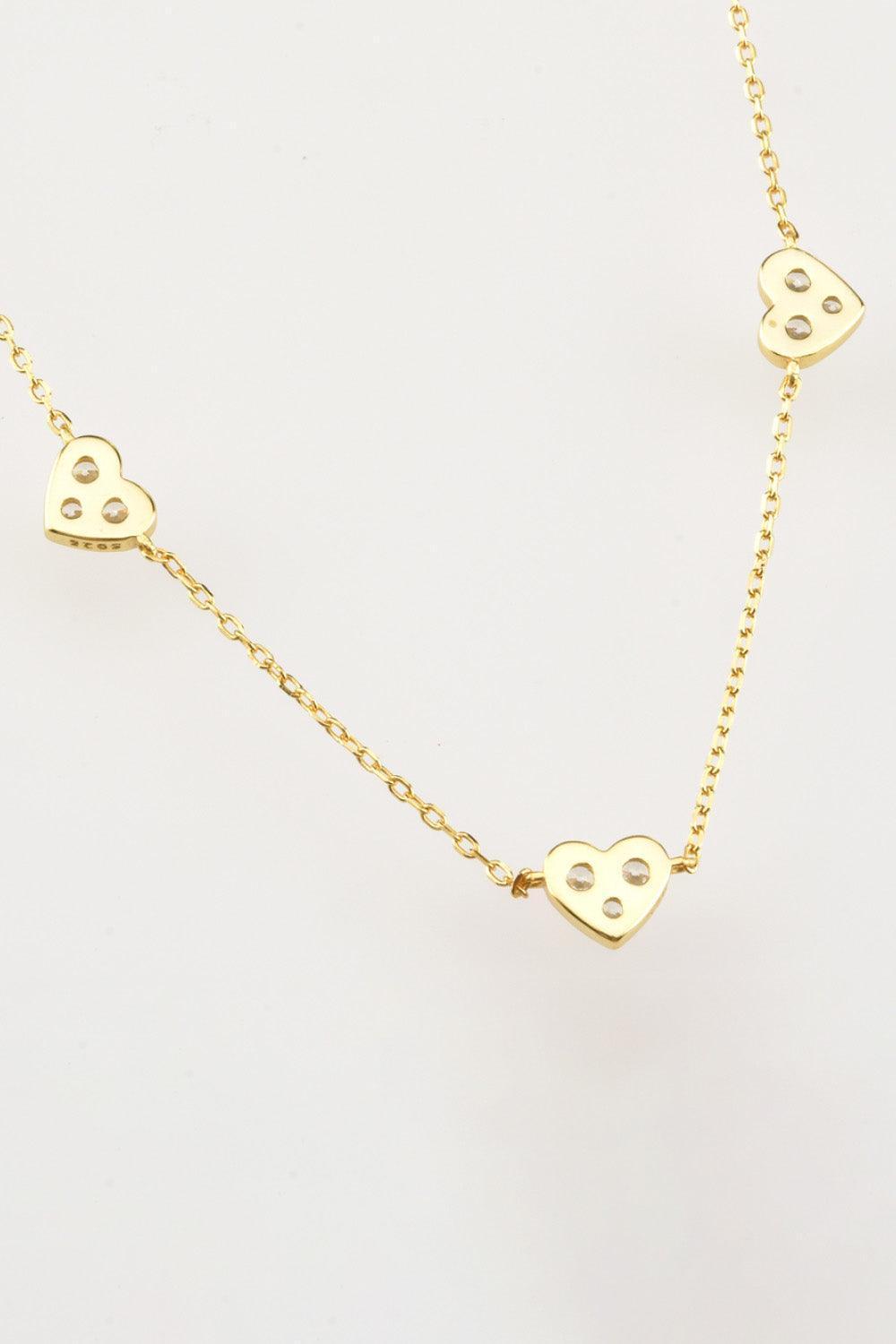 Inlaid Heart Zircon 18K Gold Plated Necklace - MXSTUDIO.COM