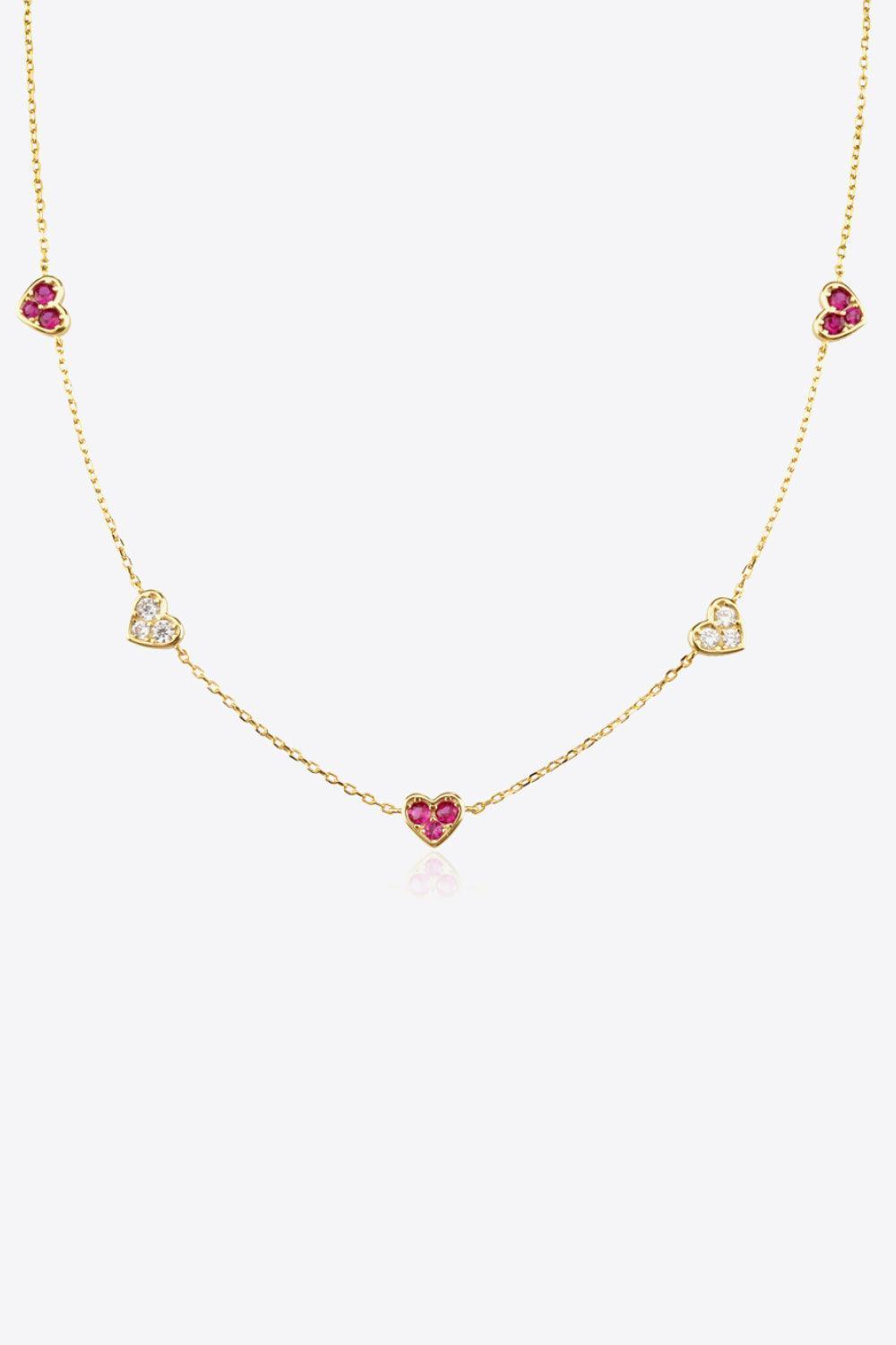 Inlaid Heart Zircon 18K Gold Plated Necklace - MXSTUDIO.COM