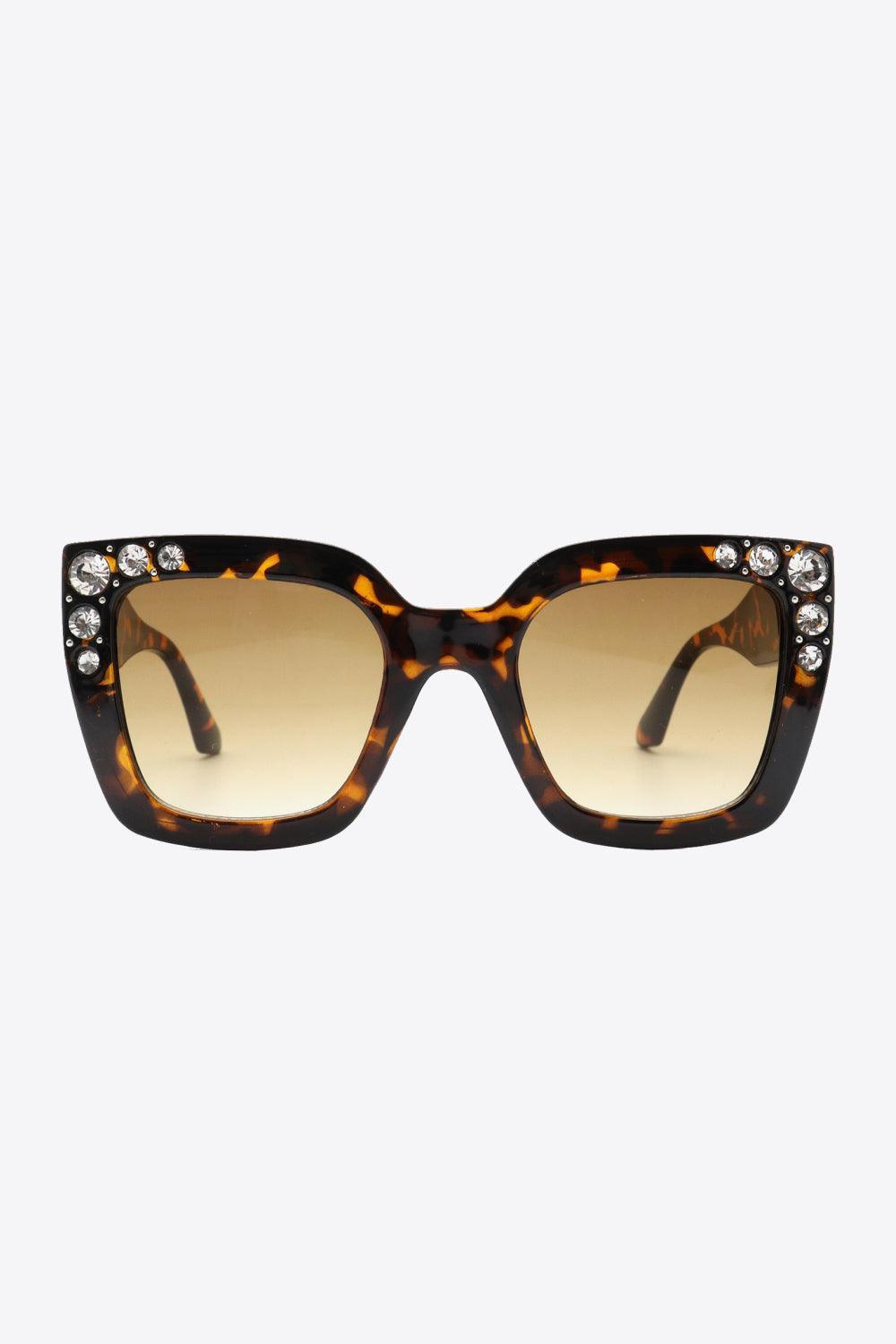 Inlaid Rhinestone Wayfarer Polycarbonate Sunglasses - MXSTUDIO.COM