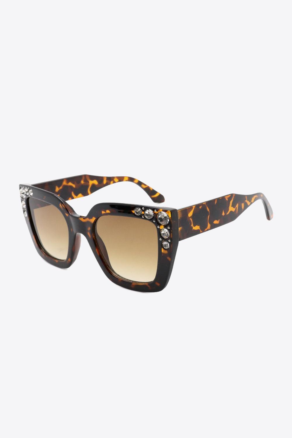 Inlaid Rhinestone Wayfarer Polycarbonate Sunglasses - MXSTUDIO.COM