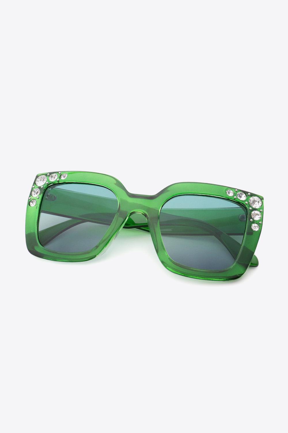 Inlaid Rhinestone Wayfarer Polycarbonate Sunglasses - MXSTUDIO.COM