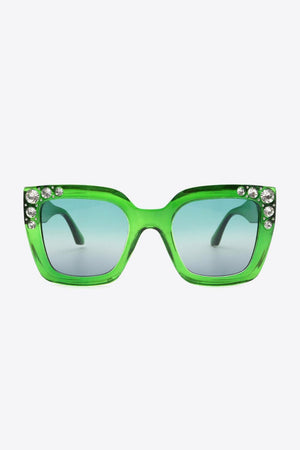 Inlaid Rhinestone Wayfarer Polycarbonate Sunglasses - MXSTUDIO.COM