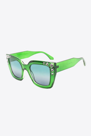 Inlaid Rhinestone Wayfarer Polycarbonate Sunglasses - MXSTUDIO.COM