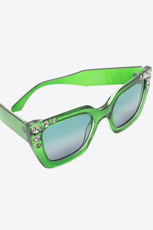 Inlaid Rhinestone Wayfarer Polycarbonate Sunglasses - MXSTUDIO.COM