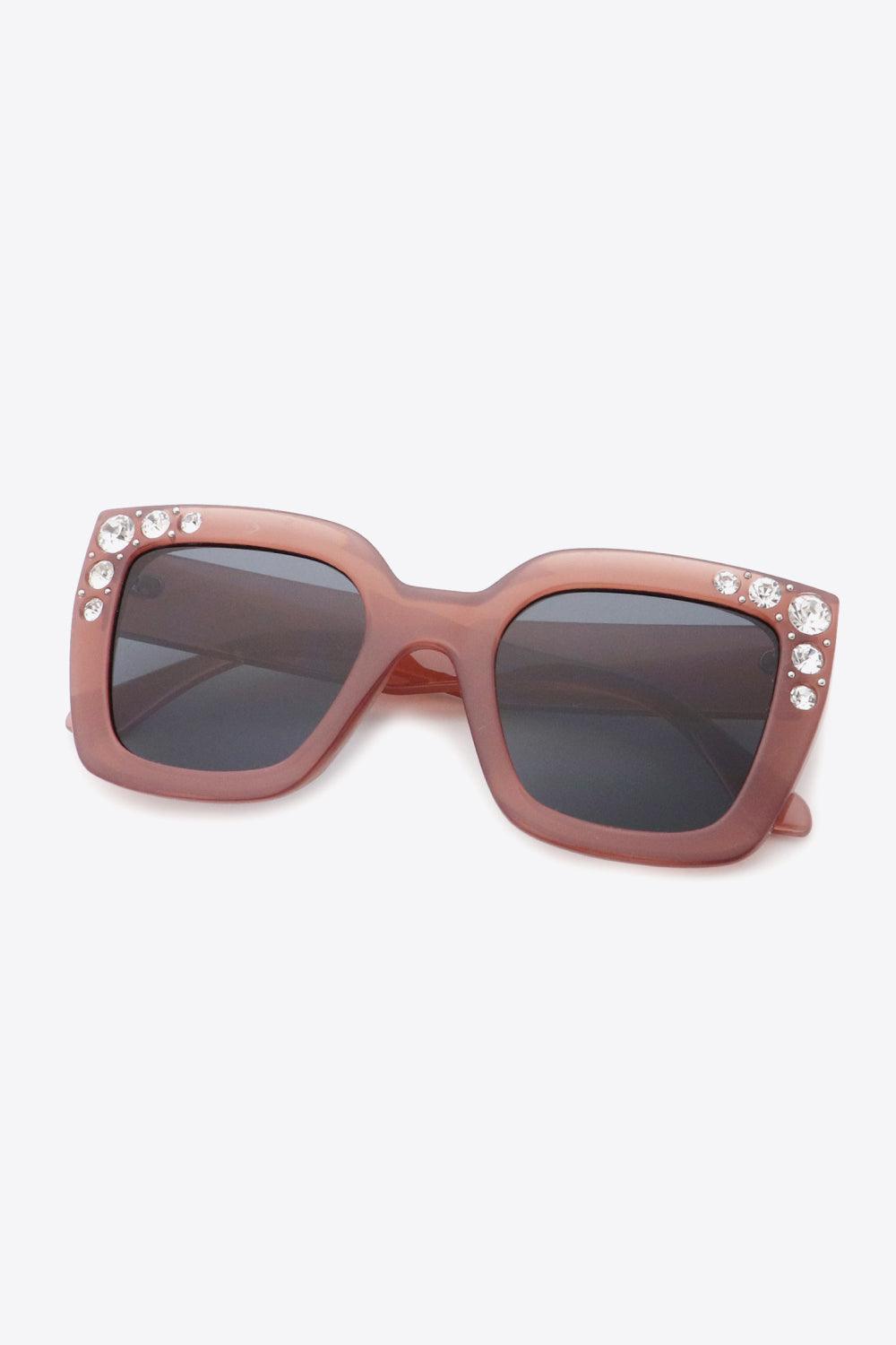 Inlaid Rhinestone Wayfarer Polycarbonate Sunglasses - MXSTUDIO.COM