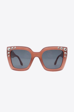 Inlaid Rhinestone Wayfarer Polycarbonate Sunglasses - MXSTUDIO.COM