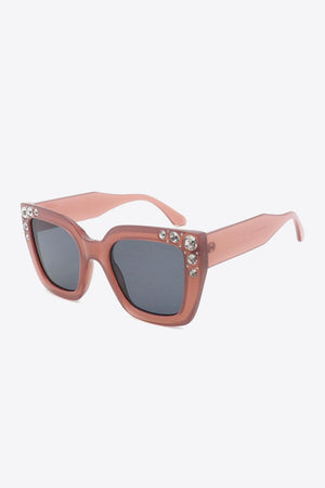 Inlaid Rhinestone Wayfarer Polycarbonate Sunglasses - MXSTUDIO.COM