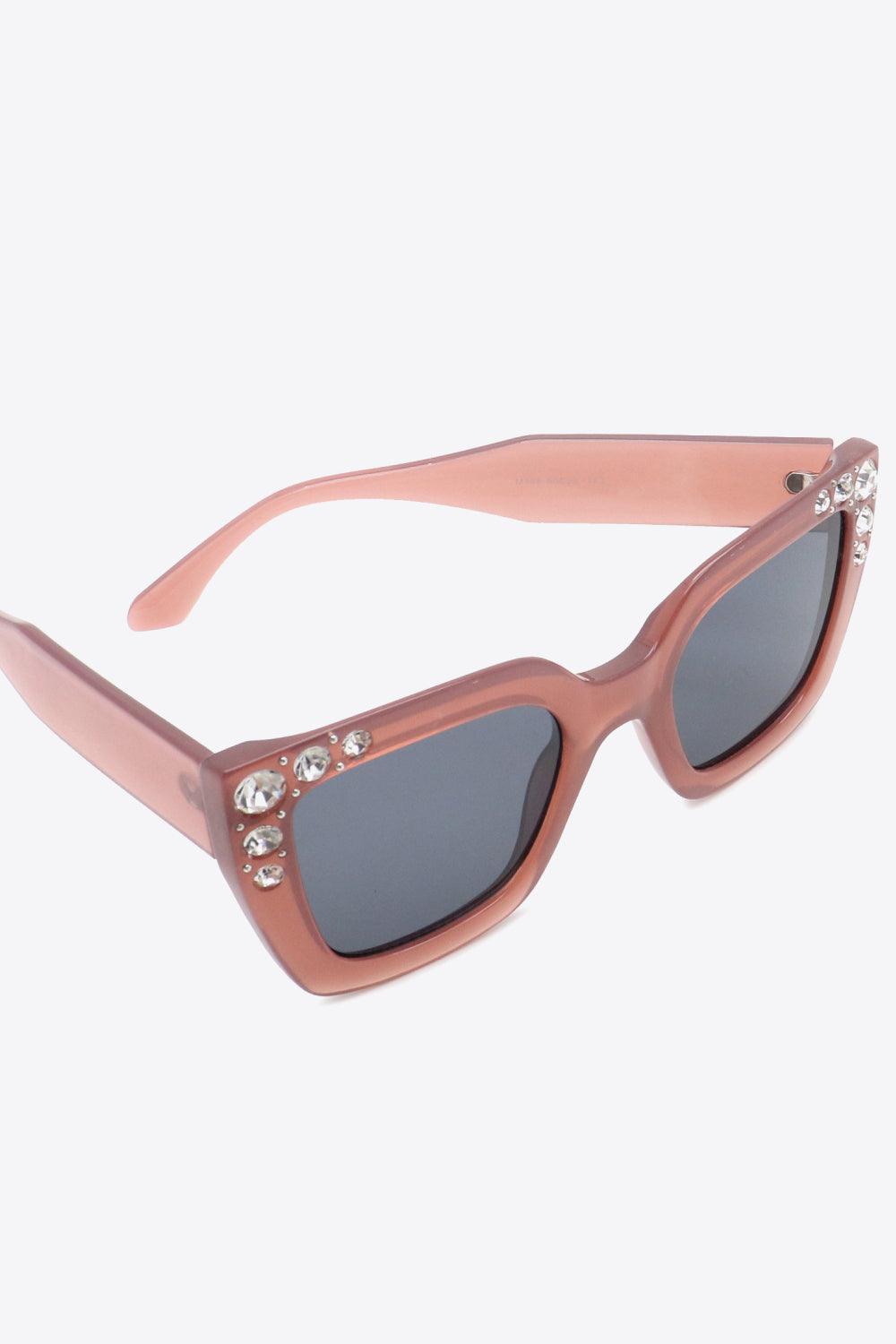 Inlaid Rhinestone Wayfarer Polycarbonate Sunglasses - MXSTUDIO.COM