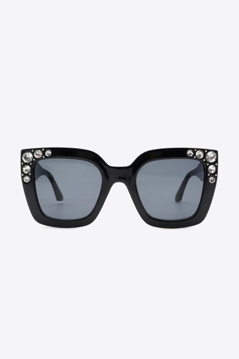 Inlaid Rhinestone Wayfarer Polycarbonate Sunglasses - MXSTUDIO.COM