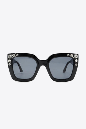 Inlaid Rhinestone Wayfarer Polycarbonate Sunglasses - MXSTUDIO.COM