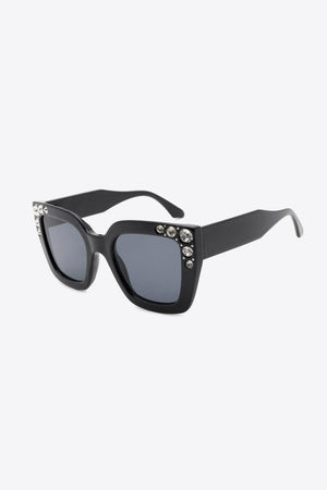 Inlaid Rhinestone Wayfarer Polycarbonate Sunglasses - MXSTUDIO.COM