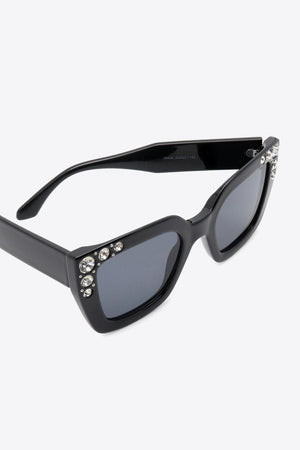 Inlaid Rhinestone Wayfarer Polycarbonate Sunglasses - MXSTUDIO.COM