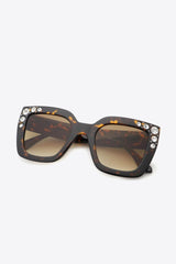 Inlaid Rhinestone Wayfarer Polycarbonate Sunglasses - MXSTUDIO.COM