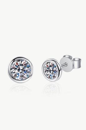 Inlaid Round Cut 1 Carat Moissanite Stud Earrings - MXSTUDIO.COM