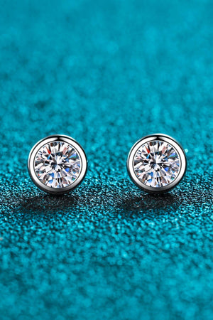 Inlaid Round Cut 1 Carat Moissanite Stud Earrings - MXSTUDIO.COM