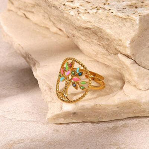 a close up of a ring on a rock