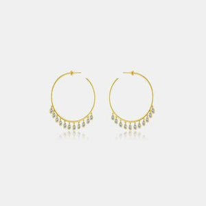 a pair of gold hoop earrings with pearls