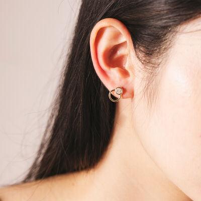 a close up of a person wearing a pair of earrings