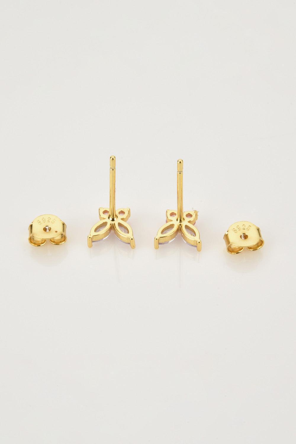 Inlaid Zircon Gold Plated Butterfly Stud Earrings - MXSTUDIO.COM