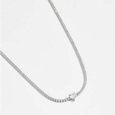 a diamond necklace on a white background