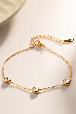 Inlaid Zircon Stainless Steel Gold Chain Link Bracelet - MXSTUDIO.COM