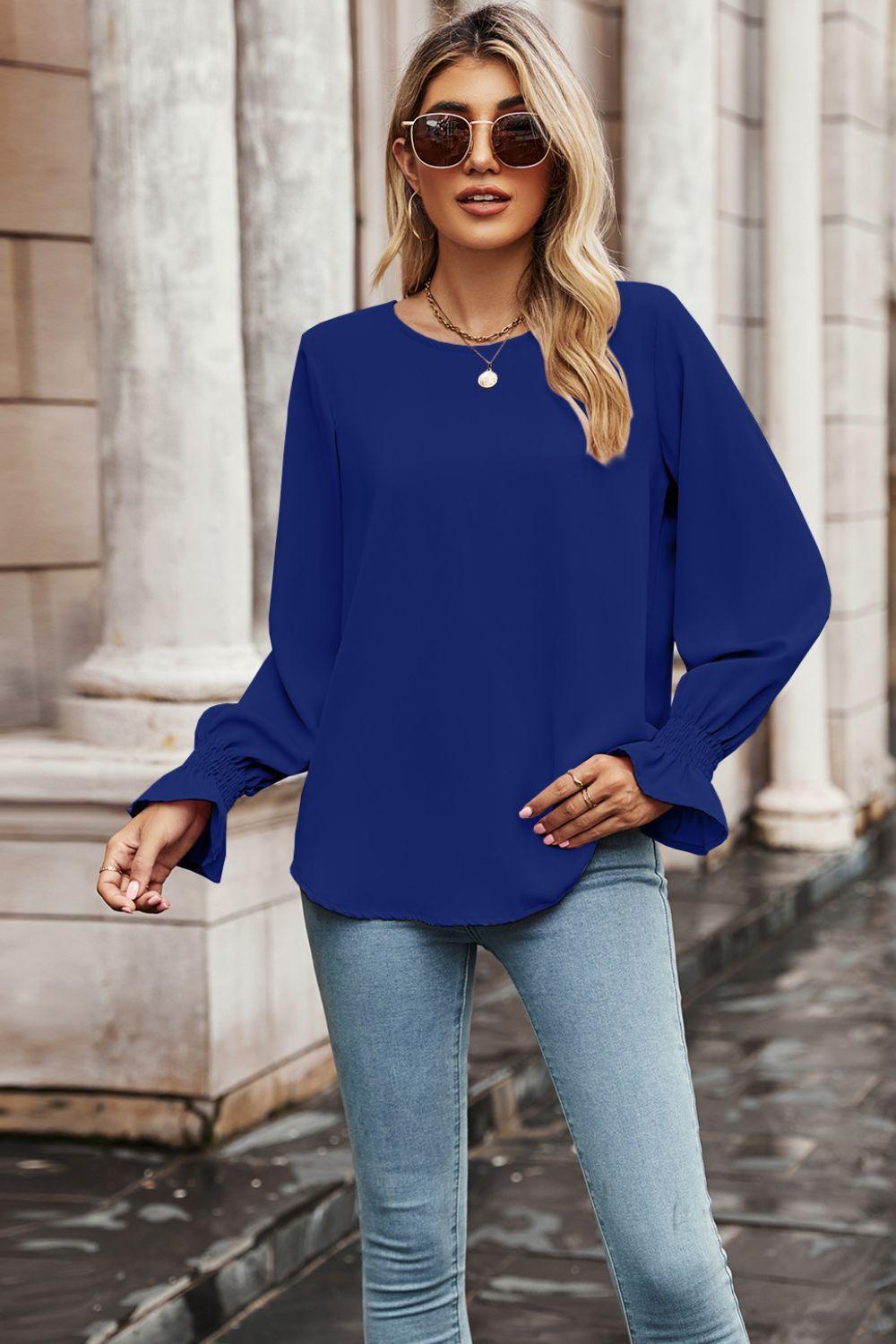 Inner Peace Long Flounce Sleeve Blouse - MXSTUDIO.COM