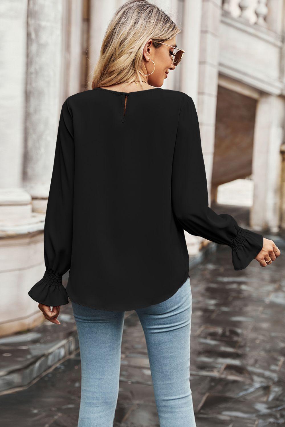 Inner Peace Long Flounce Sleeve Blouse - MXSTUDIO.COM