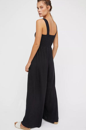 Inner Piece Smocked Wide Leg Jumpsuit - MXSTUDIO.COM