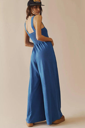 Inner Piece Smocked Wide Leg Jumpsuit - MXSTUDIO.COM