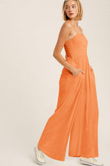 Inner Piece Smocked Wide Leg Jumpsuit - MXSTUDIO.COM