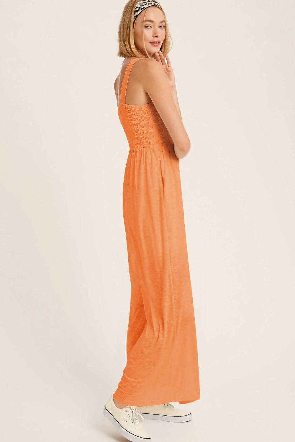 Inner Piece Smocked Wide Leg Jumpsuit - MXSTUDIO.COM