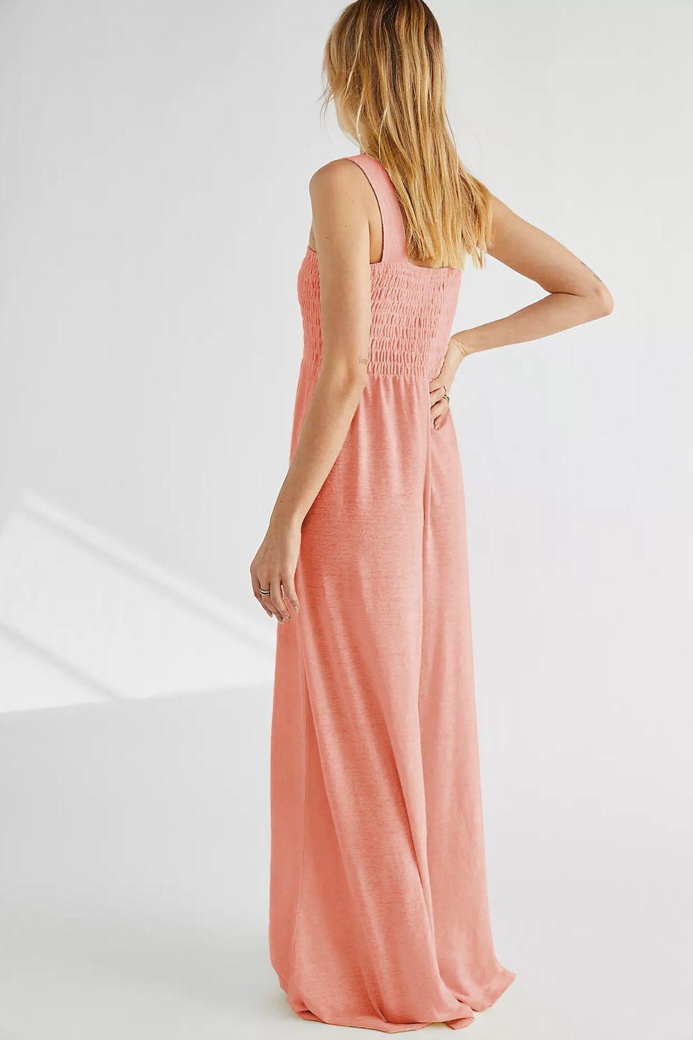 Inner Piece Smocked Wide Leg Jumpsuit - MXSTUDIO.COM