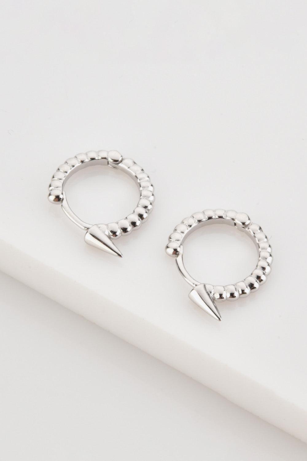 Inspire Happiness Ribbed Sterling Silver Huggie Earrings - MXSTUDIO.COM