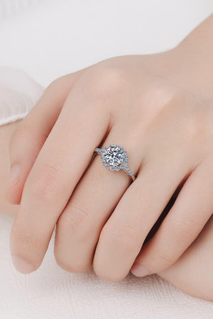 Inspire Me Zircon Accents 1 Carat Moissanite Halo Ring - MXSTUDIO.COM