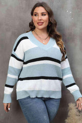 Inspiring Moments Plus Size Striped Sweater - MXSTUDIO.COM