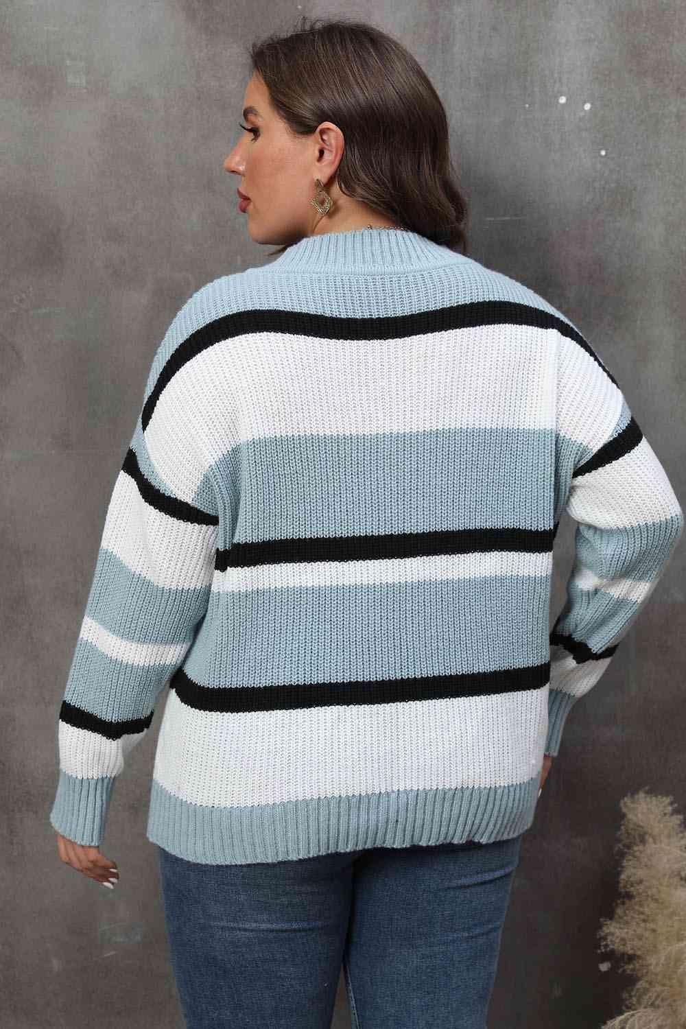 Inspiring Moments Plus Size Striped Sweater - MXSTUDIO.COM