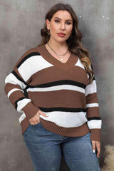 Inspiring Moments Plus Size Striped Sweater - MXSTUDIO.COM